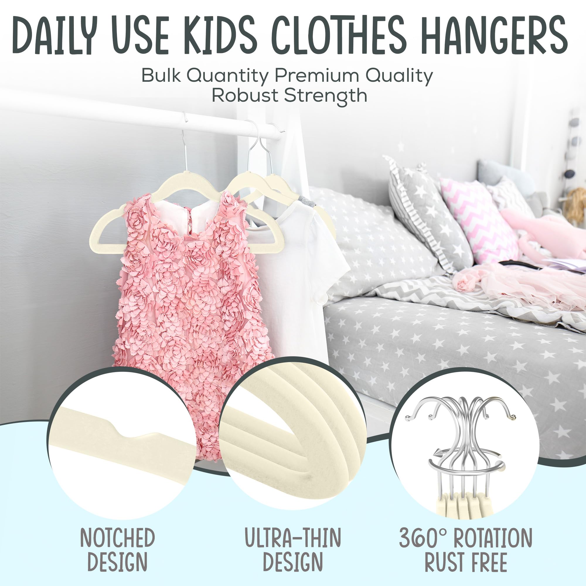 TechZoo closet organization with kids hangers in action