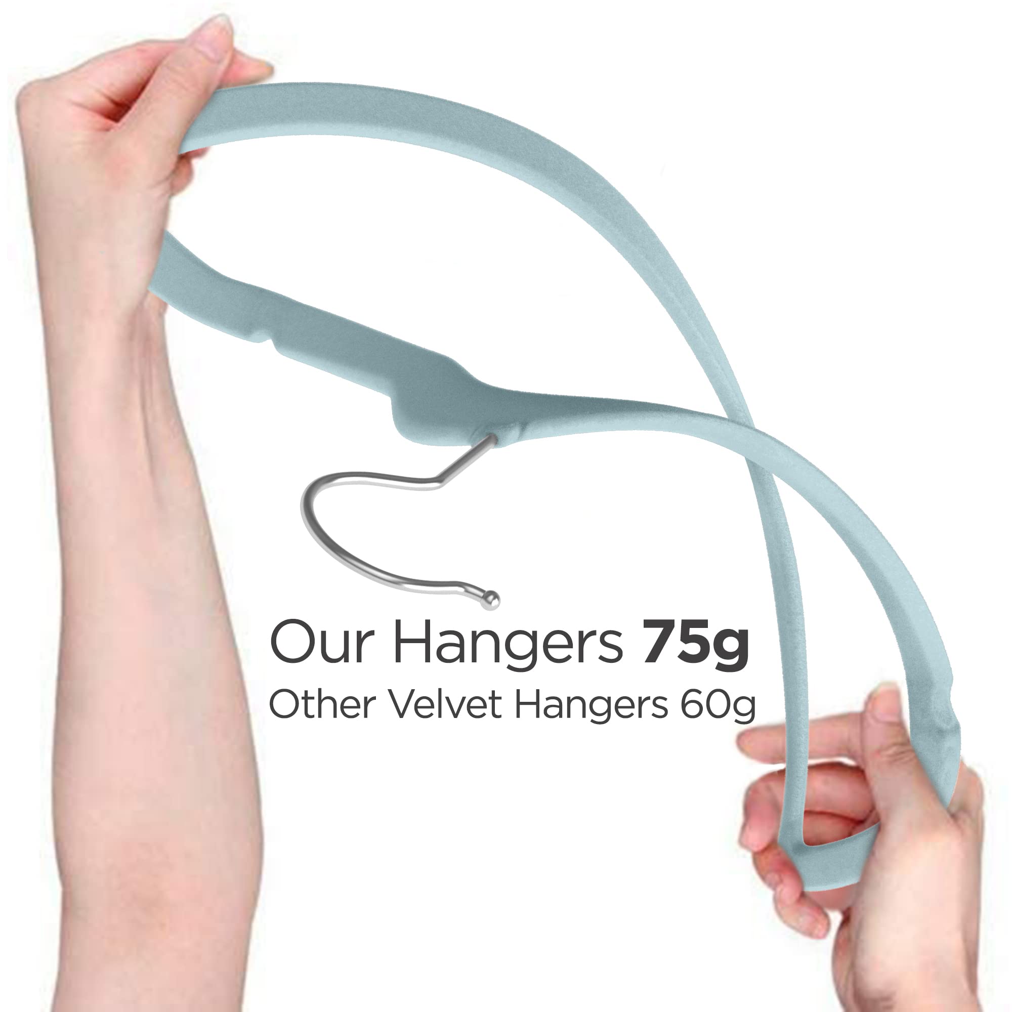 TechZoo durable blue velvet hanger emphasizing strong ABS core for everyday use.