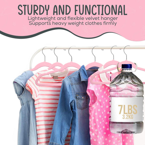 TechZoo gift-ready pink chrome-finish kids hangers perfect for bedroom closets.