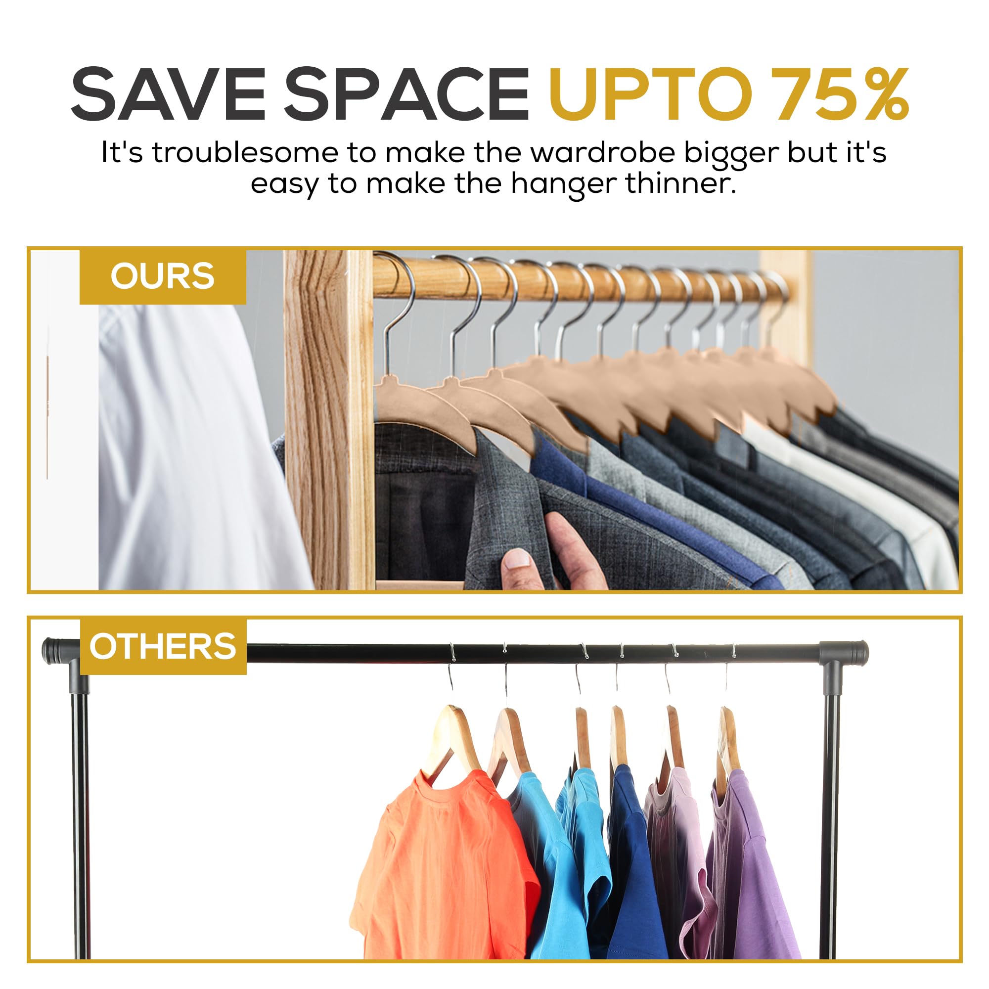 TechZoo gift-ready velvet hangers add style and organization to any closet.