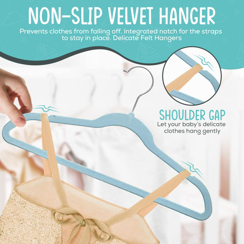 TechZoo gift-pack of 50 blue velvet hangers for organized wardrobes