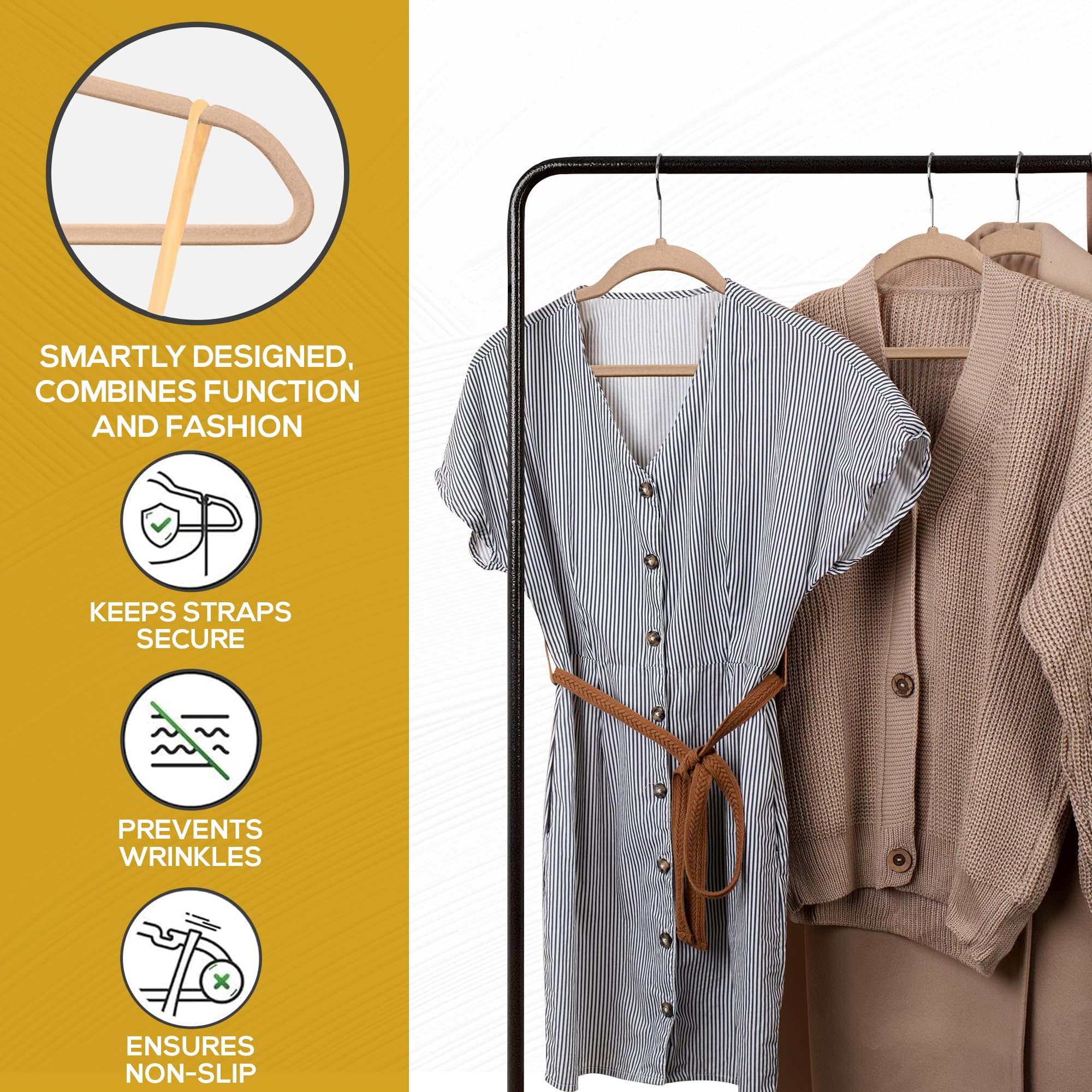 TechZoo heavy-duty hanger supports garments up to 10 lbs.