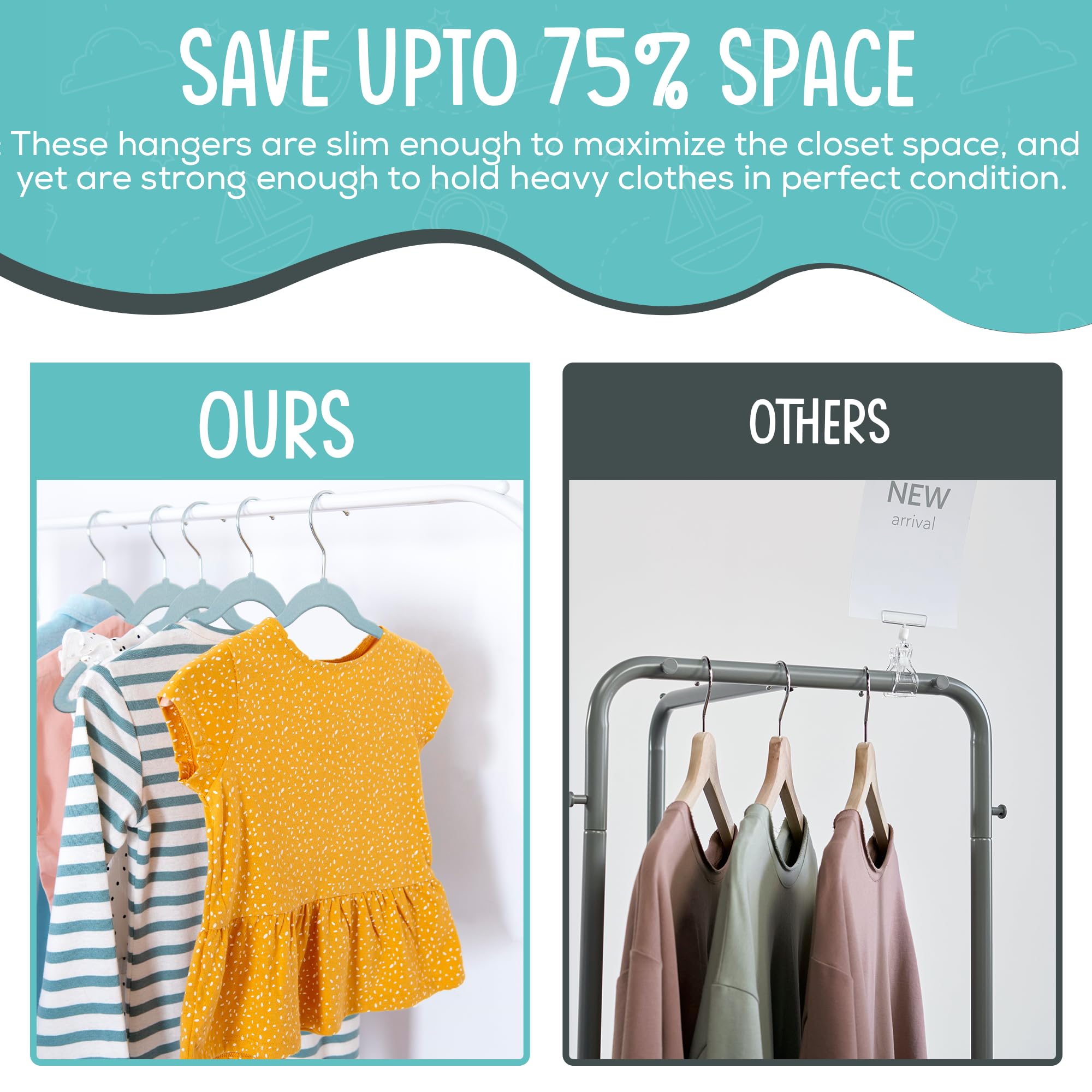 TechZoo velvet hanger with non-slip shoulders keeps outfits in place