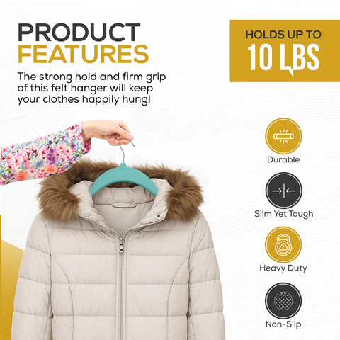 TechZoo non-slip velvet hangers grip fabrics and prevent slipping.