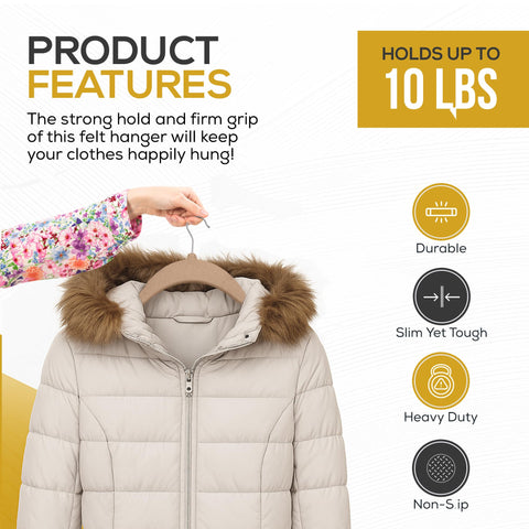 TechZoo non-slip velvet grip keeps garments securely in place.
