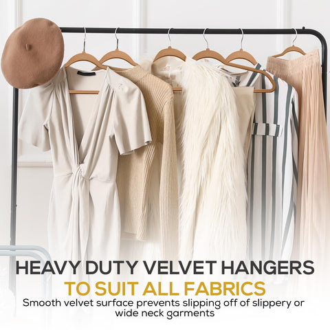 TechZoo velvet hangers resisting shedding for long-lasting use.