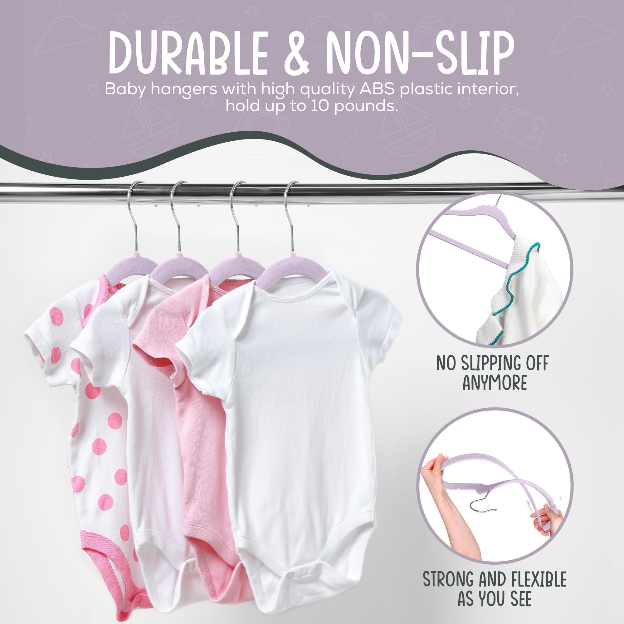 TechZoo notched shoulders prevent slipping and protect garment finishes.