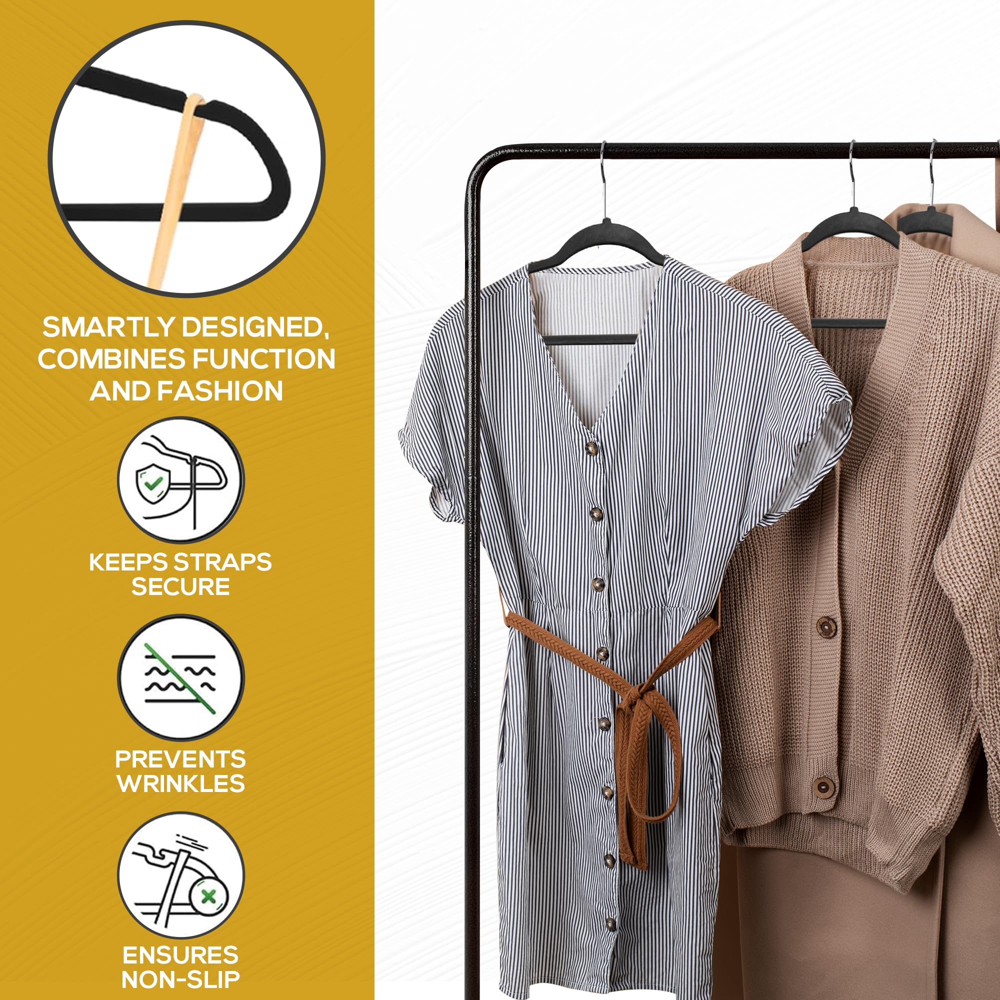 TechZoo one-quarter-inch thin hangers save space while supporting various fabrics.