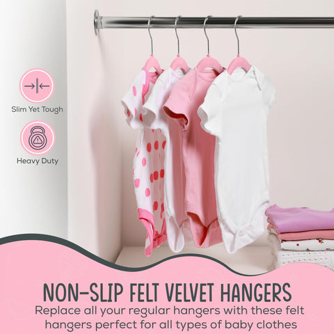 TechZoo pink velvet finish adds gentle touch and anti-slip support for baby clothes.