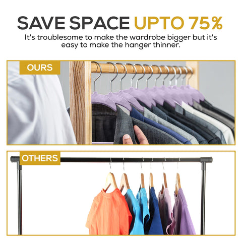 TechZoo 50-pack velvet hangers prevent slipping and creases.