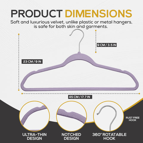 TechZoo Velvet Hangers non-slip grip keeps garments secure.
