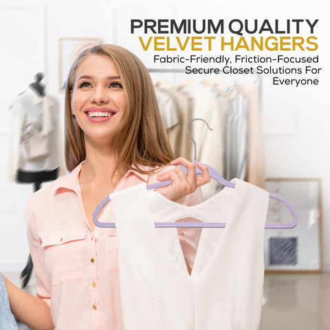 TechZoo Velvet hangers with notched shoulders for tanks and dresses.