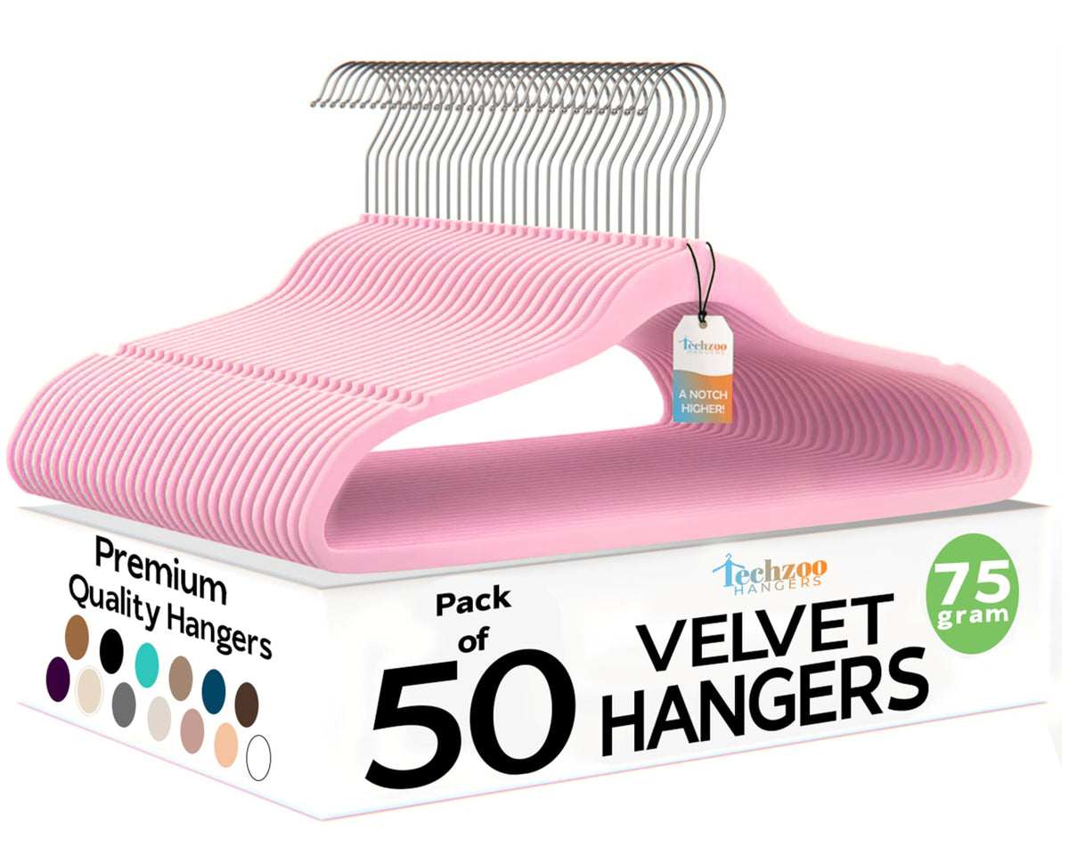 TechZoo premium velvet hangers 50-pack for organized closets