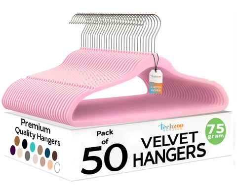 TechZoo premium velvet hangers 50-pack for organized closets