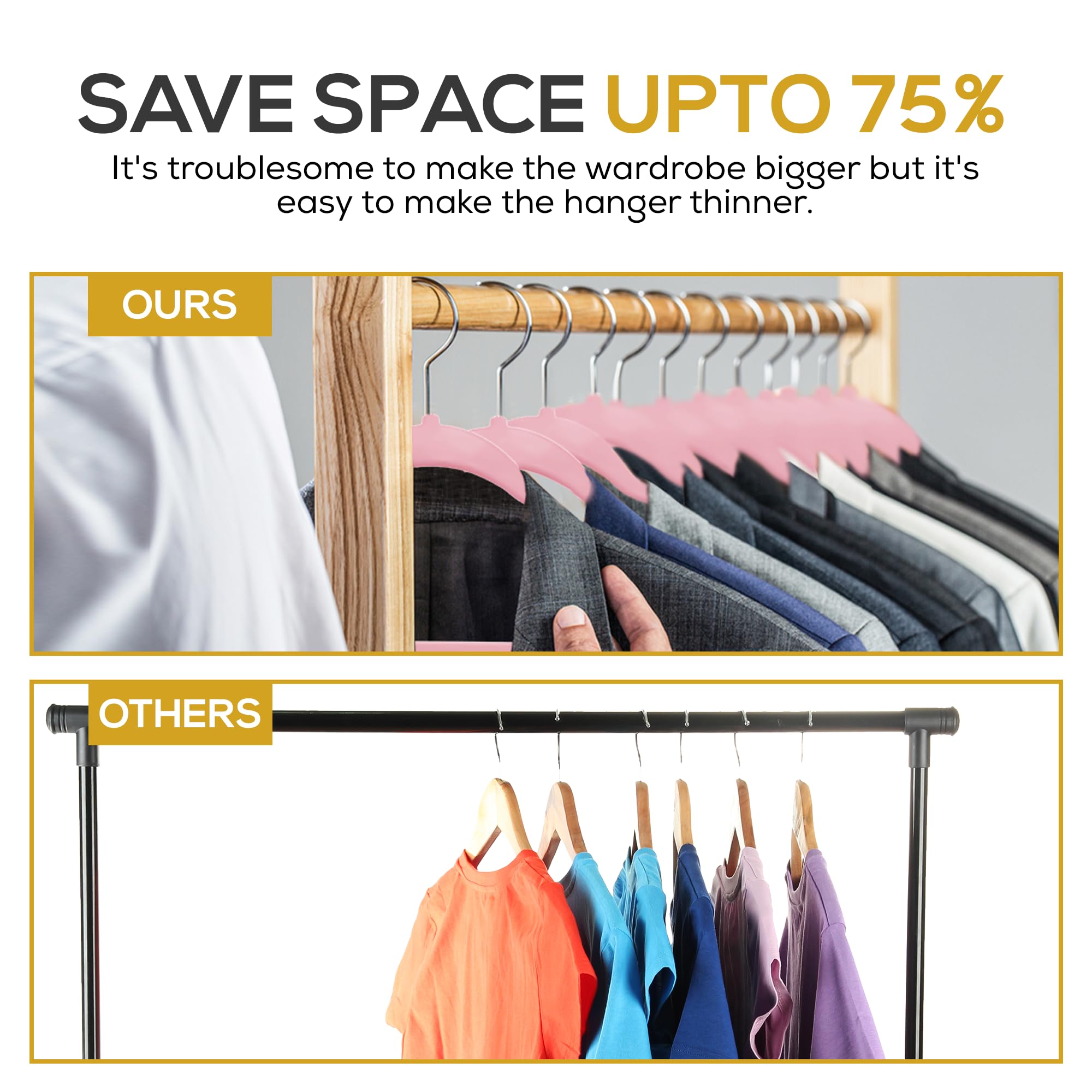 TechZoo pink velvet hangers add color while organizing dresses and shirts