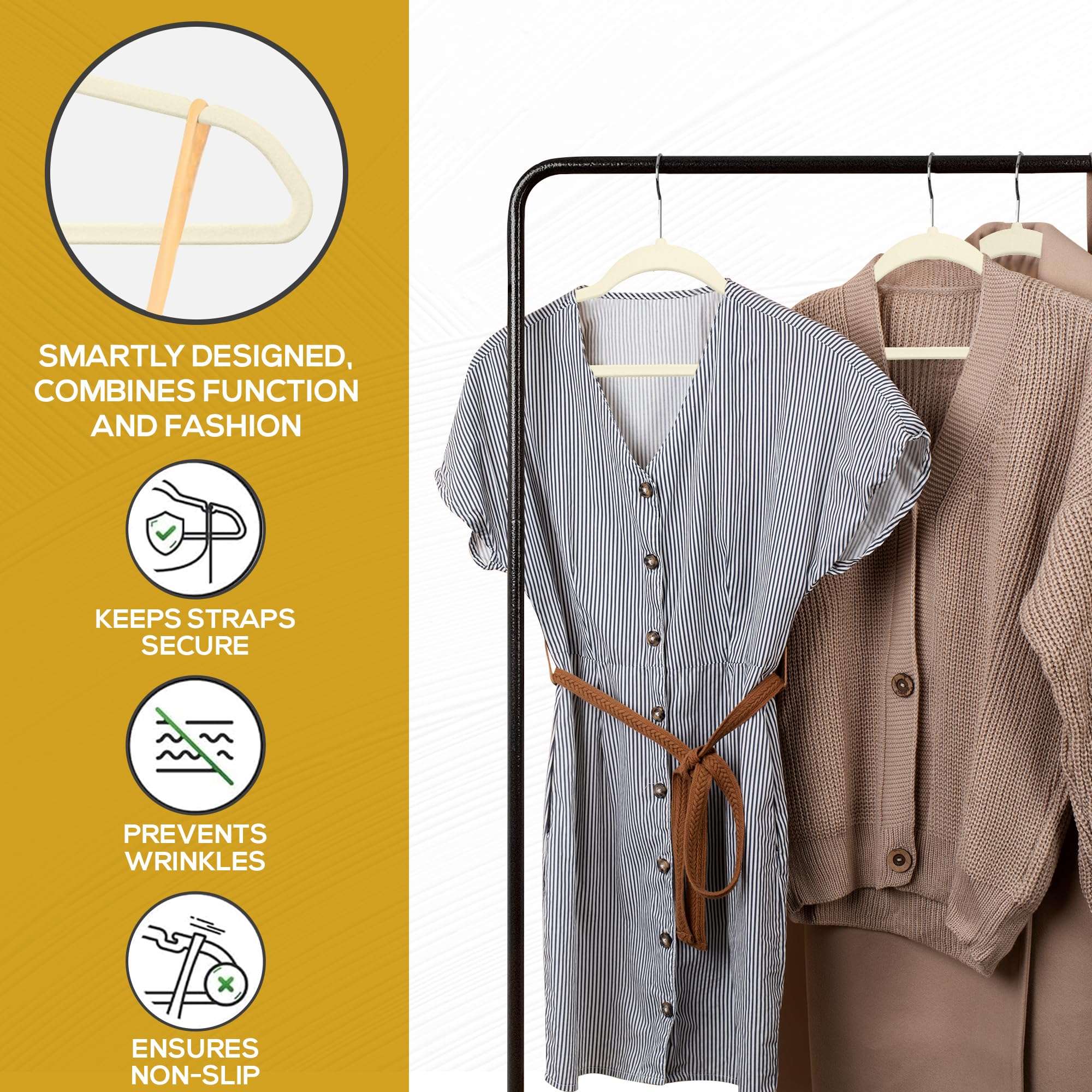 TechZoo heavy-duty velvet hanger supports garments up to 10 lbs