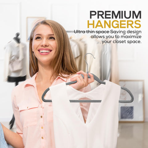 Non-slip velvet grip on TechZoo hangers prevents slipping and wrinkles