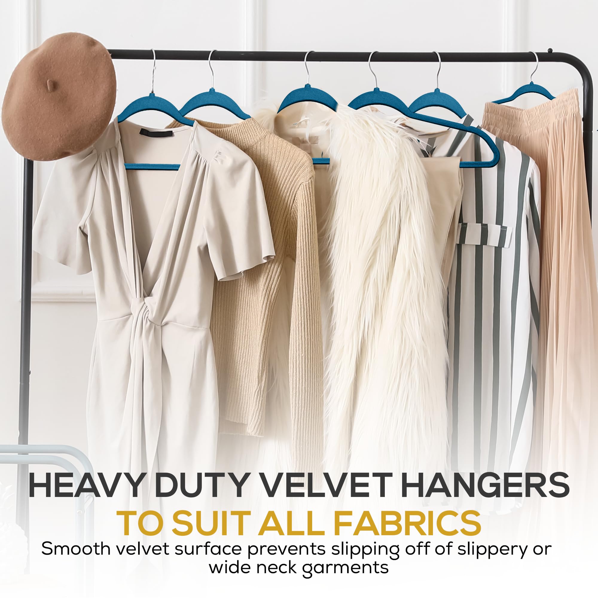 TechZoo velvet hangers resist shedding and keep clothes wrinkle-free.
