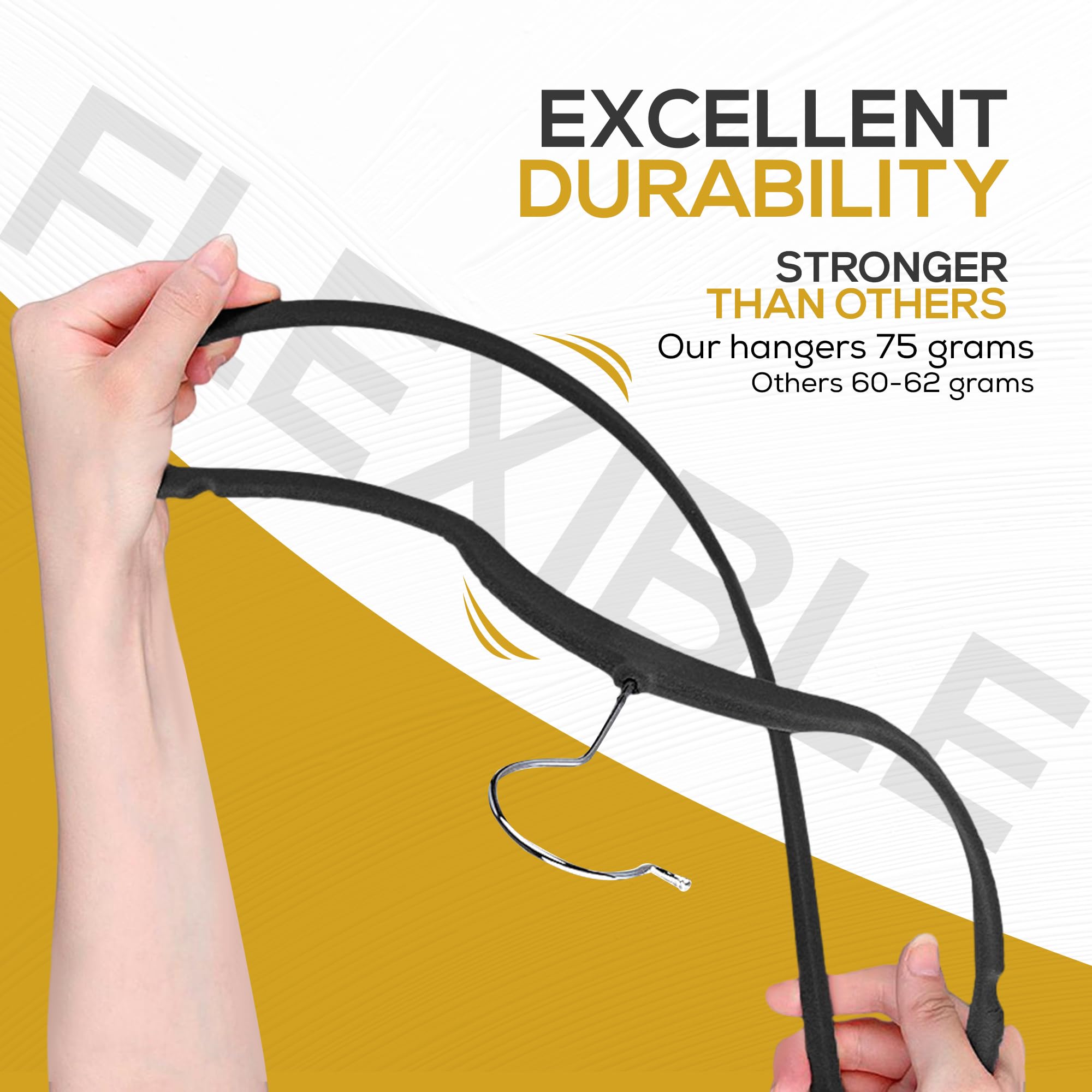 TechZoo velvet hangers with soft fiber texture feels gentle on fabrics