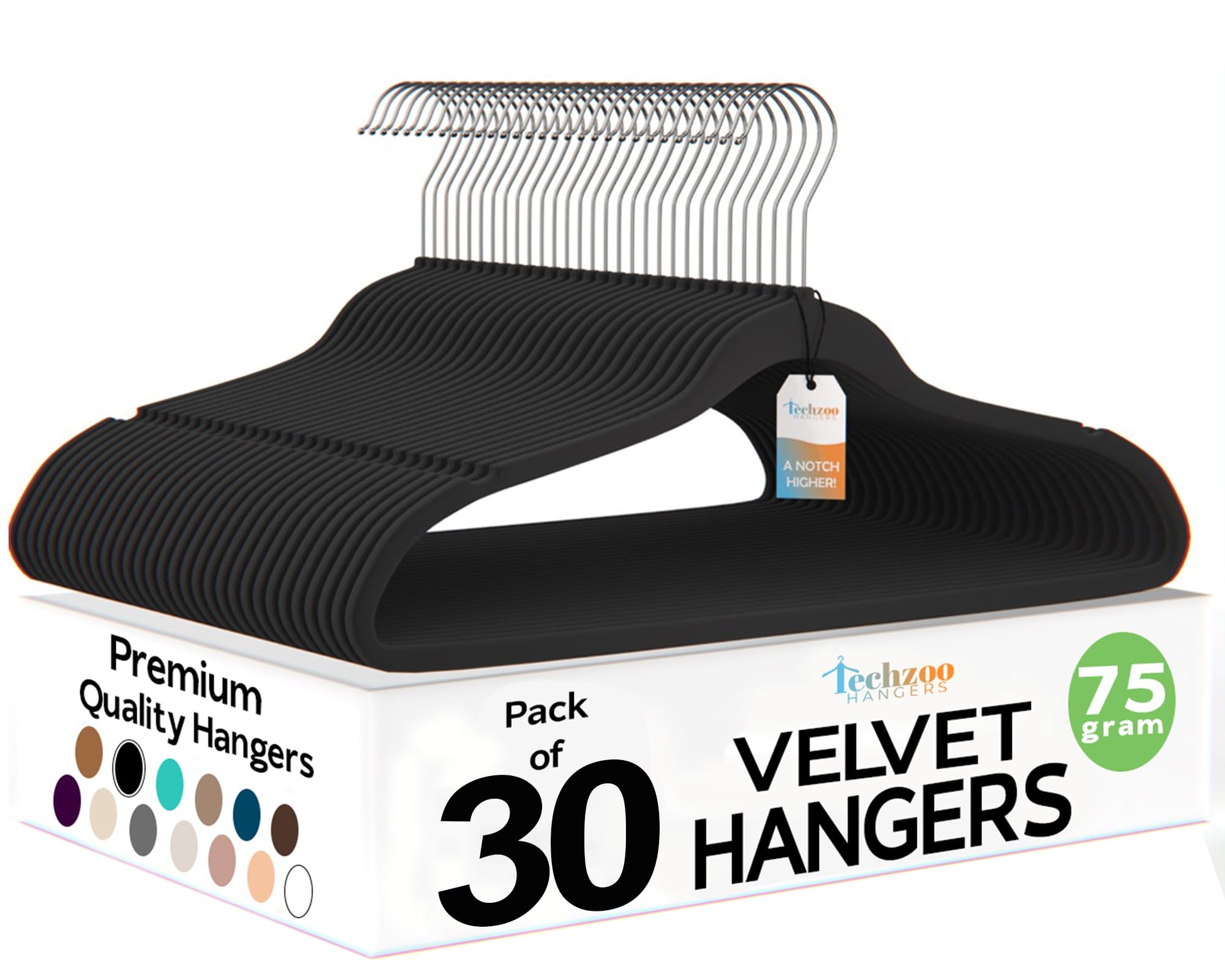 TechZoo Premium Velvet Hangers with ultra-thin width for maximum closet space