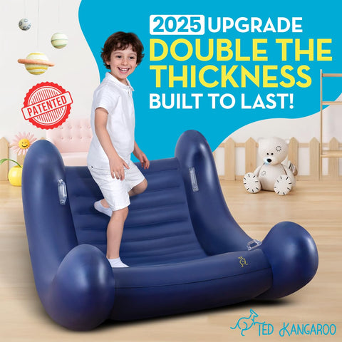 TED KANGAROO CloudBounce Ultra inflation valve closeup reveals quick setup for home or classroom