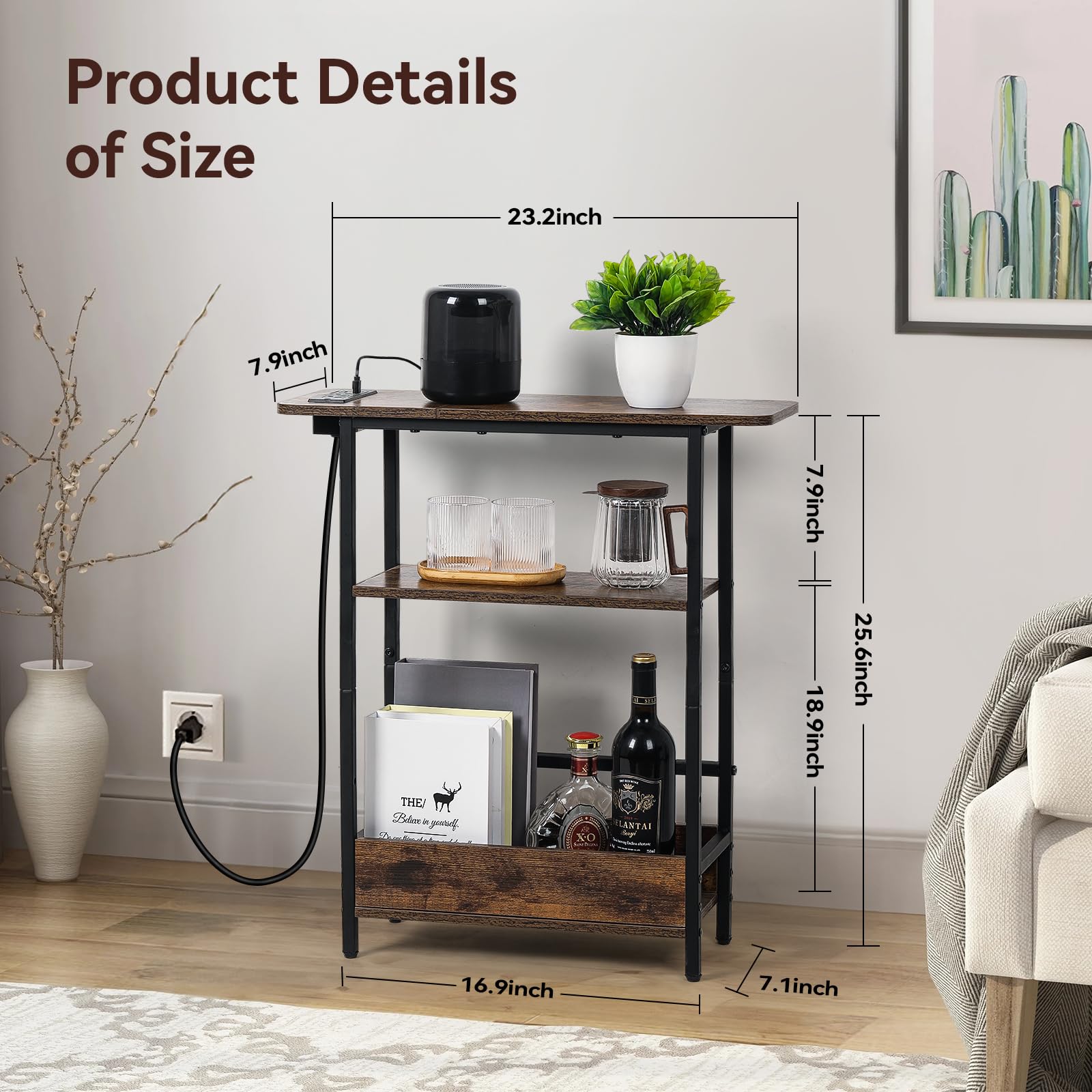 Tedheve end table with bottom drawer keeps daily essentials organized.