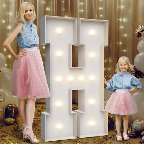 Teebloom 4ft marquee letter H illuminated for striking birthday or wedding decor