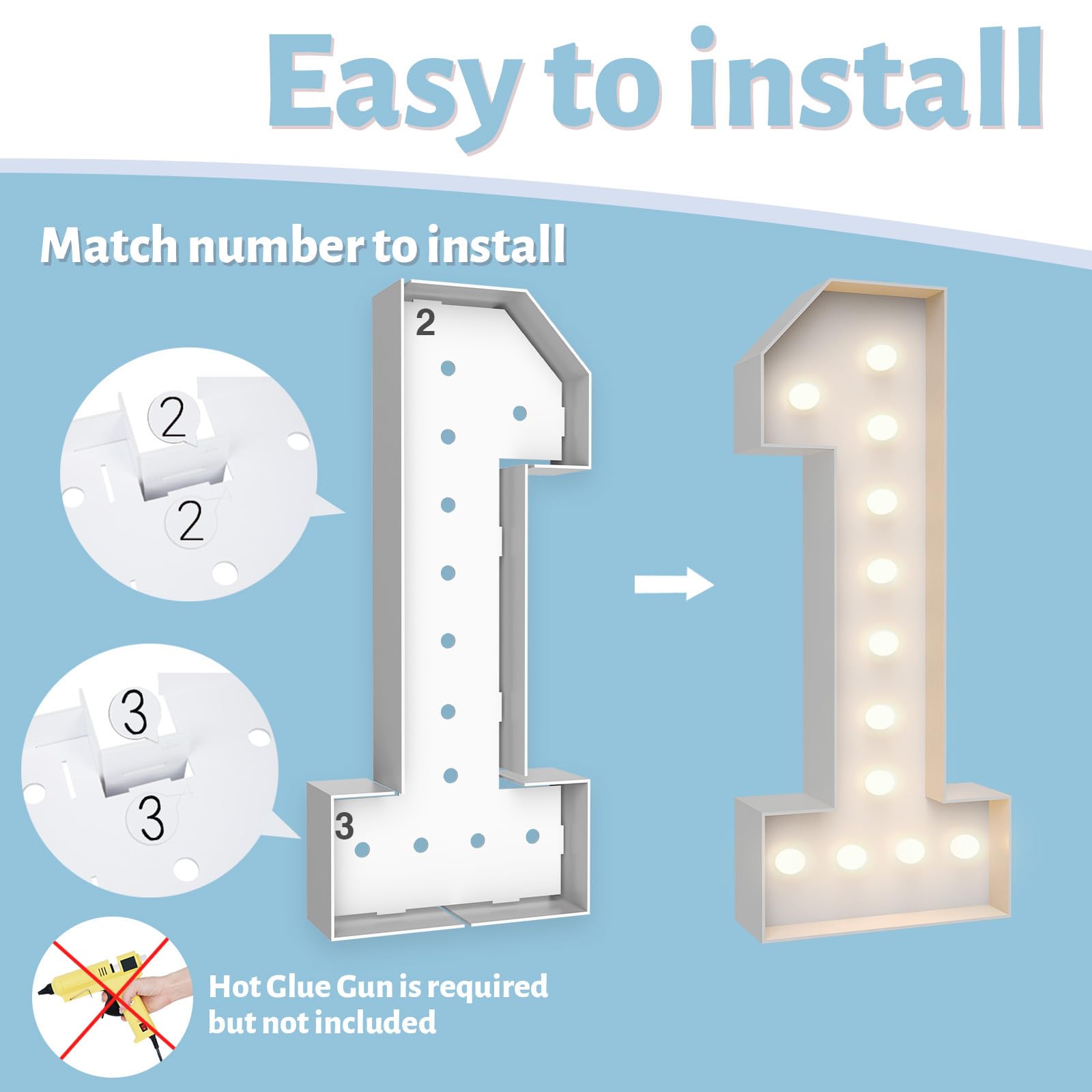 Teebloom pre-cut foam board set helps quick assembly of numbers.