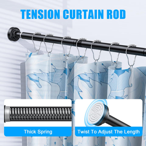 TEECK shower rod adjustable dial showing easy tension adjustment