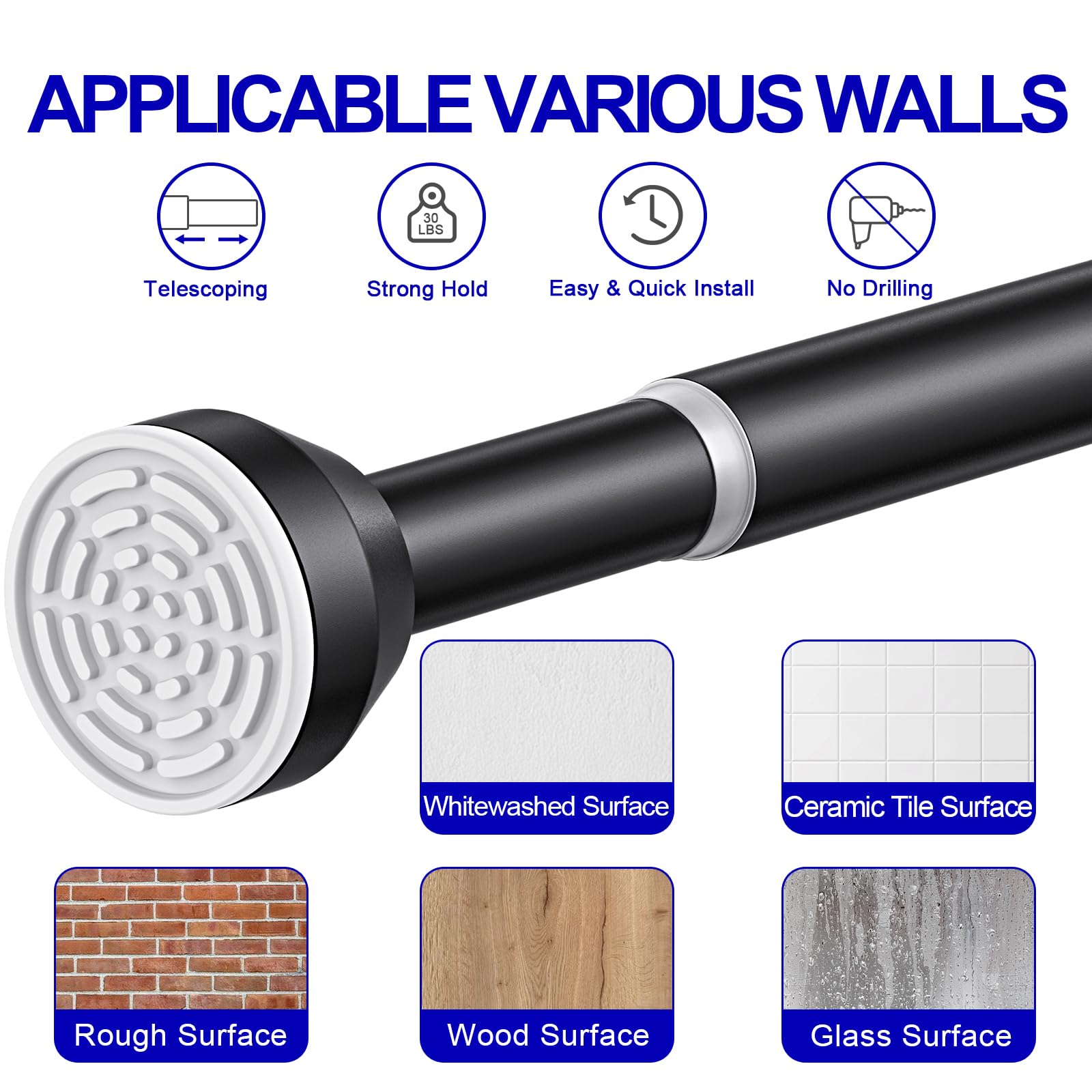 TEECK anti-slip end caps stabilize the rod during daily use