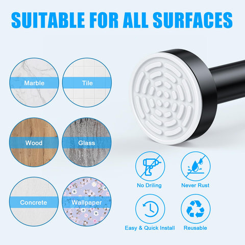 TEECK anti-slip rubber suction cups keep rod steady
