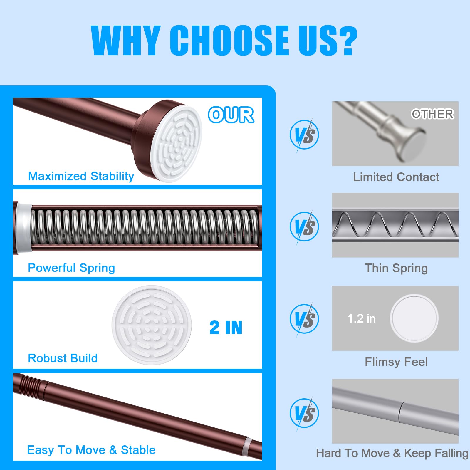 TEECK shower rod suitable for bathrooms kitchens bedrooms balconies
