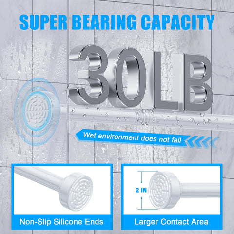 TEECK stainless steel rod with non-slip suction cups prevents slipping and shifting.