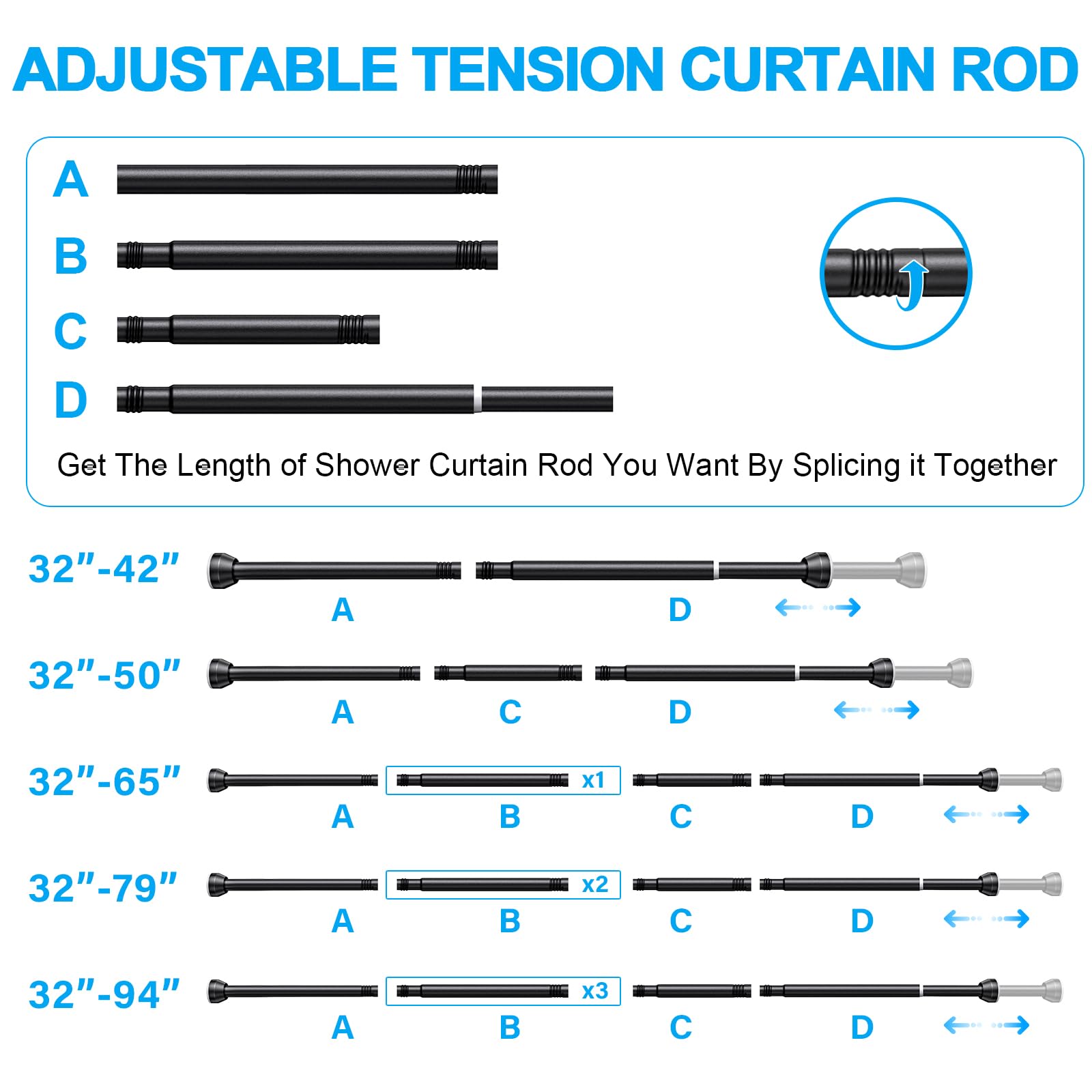 TEECK tension system keeps curtains flat and prevents sag.