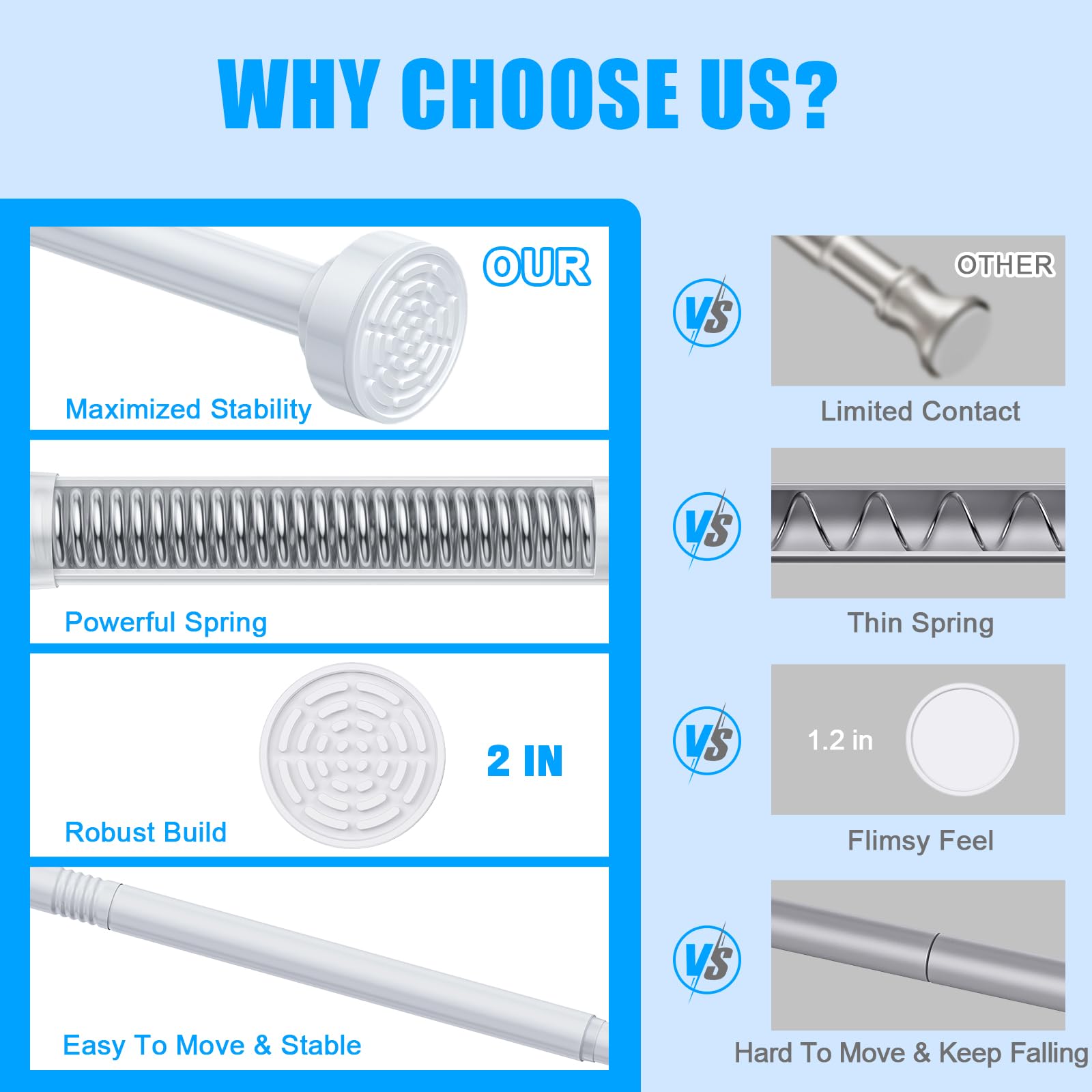 TEECK rust-resistant rod stays reliable in humid bathrooms and showers.