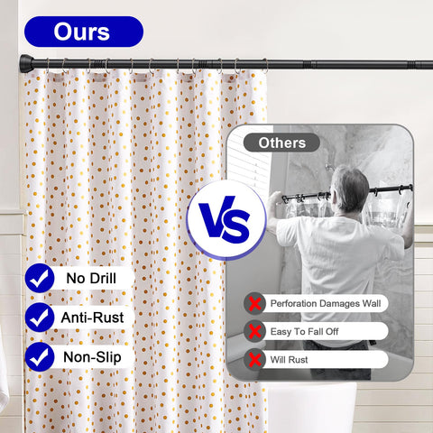TEECK shower rod soft silicone ends prevent wall scratches during use