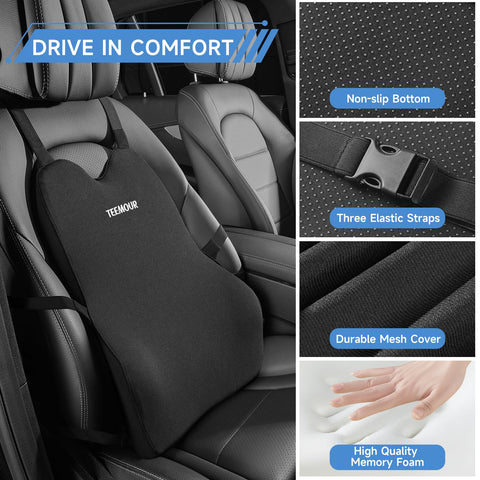 Teemour adjustable straps secure the pillow on the car seat for stable use