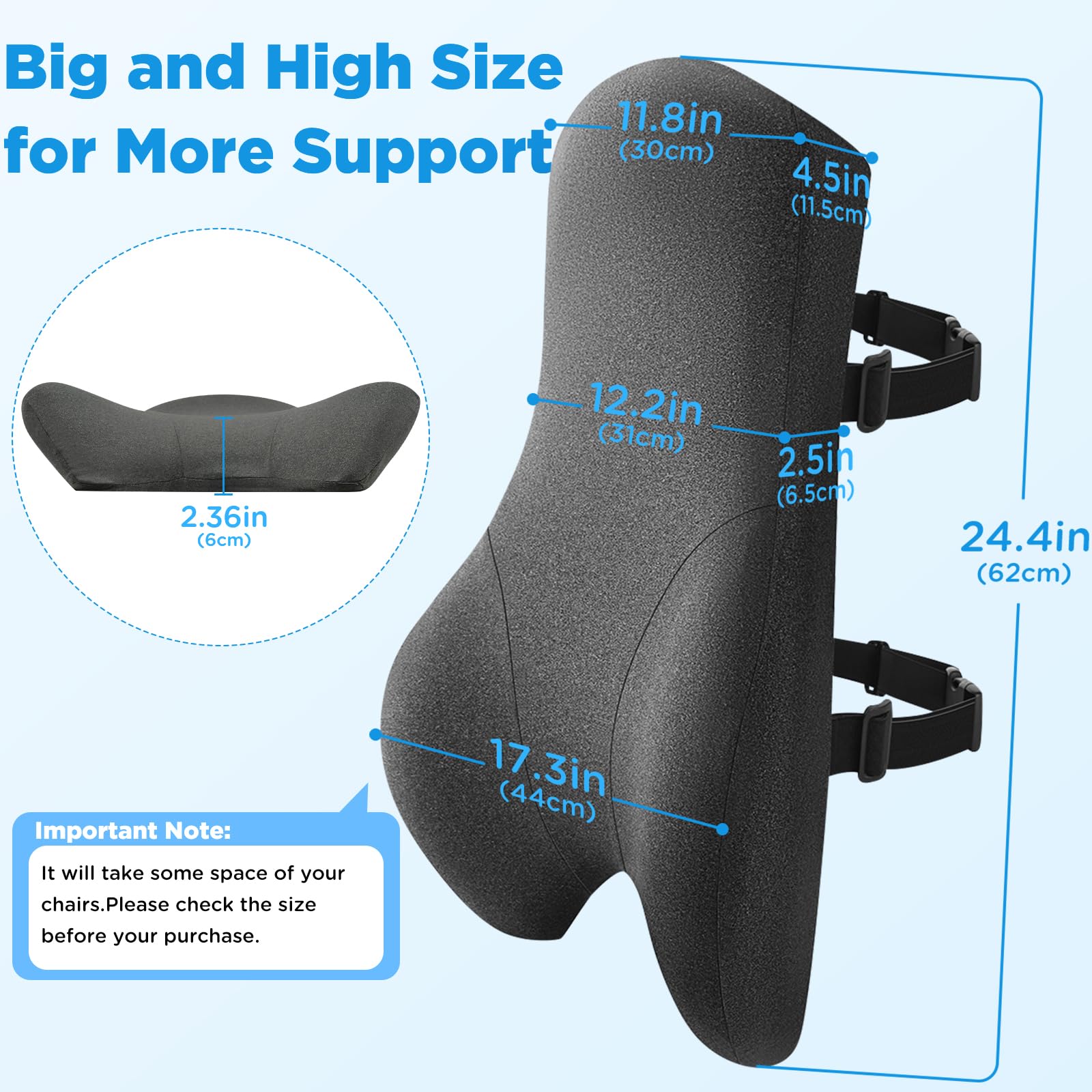 Teemour memory-foam-lumbar-pillow contours to the spine for lasting comfort.