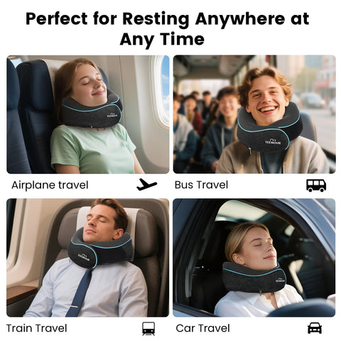 Teemour pillow folded in compact carry bag for travel