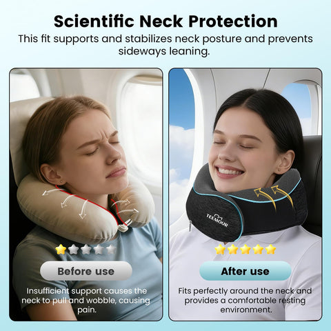 Teemour memory foam close-up shows soft, adaptive neck support