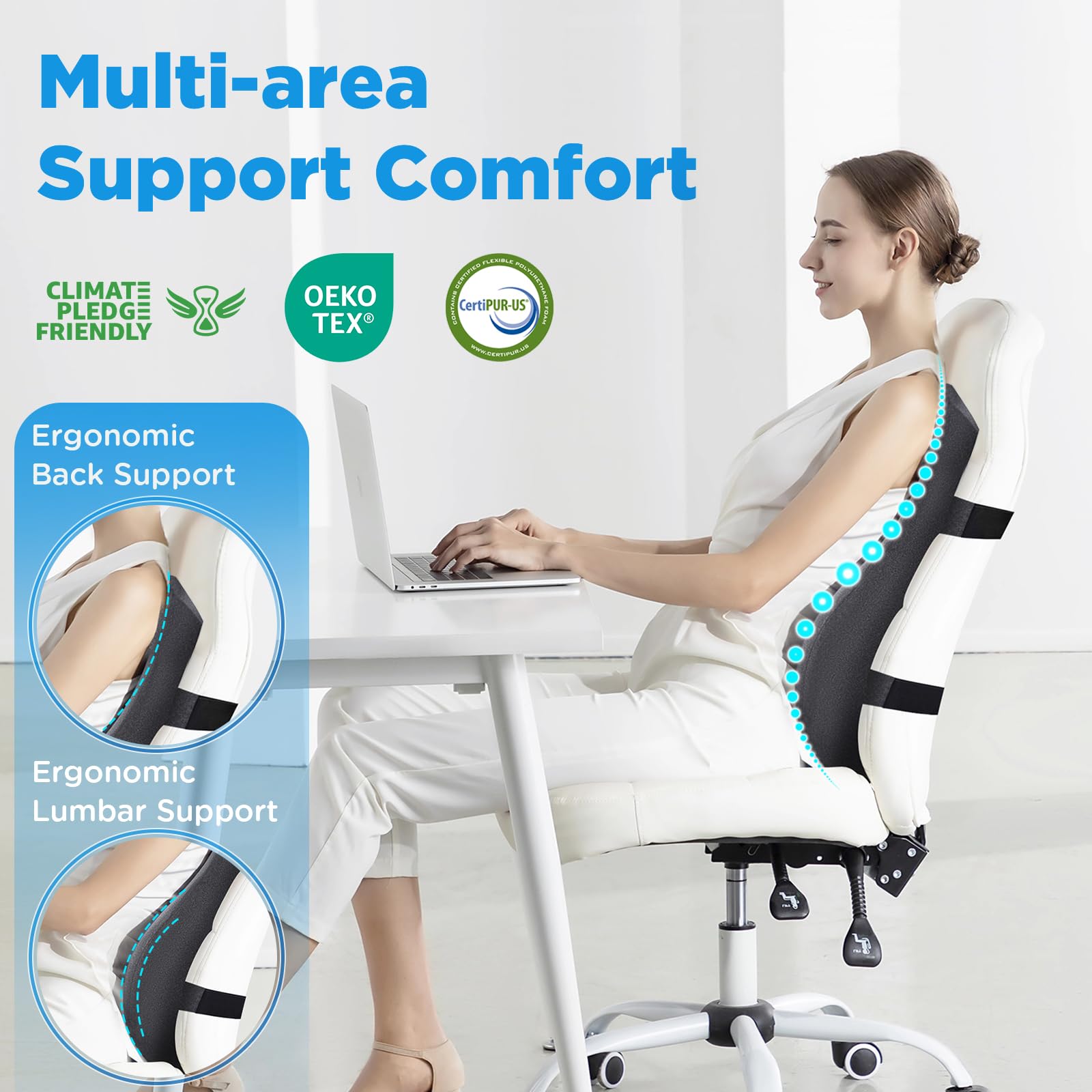 Teemour two-adjustable-straps keep the pillow securely in place during use.