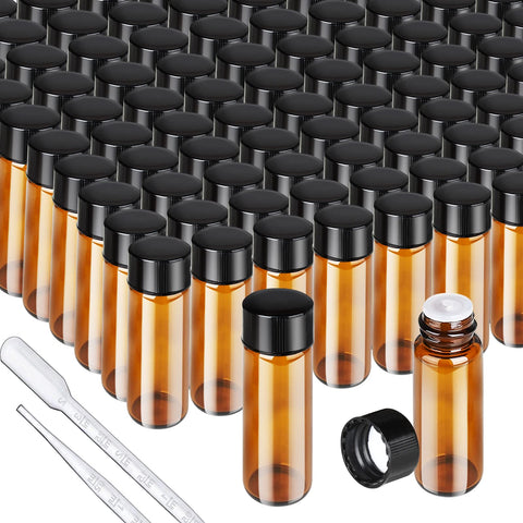 Teenitor 100pcs 5ml bottles with droppers for samples and labeling.