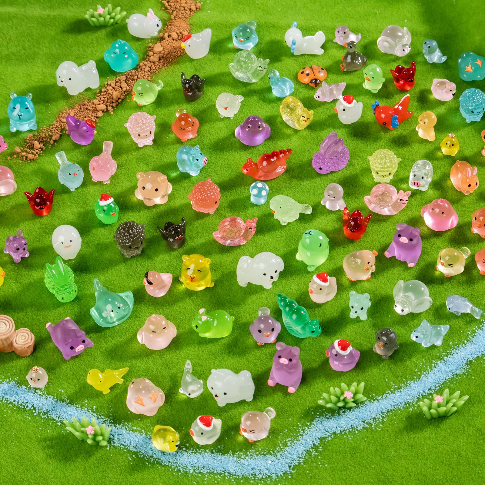Teenzee flamingos and birds mini figures for bright fairy garden accents.