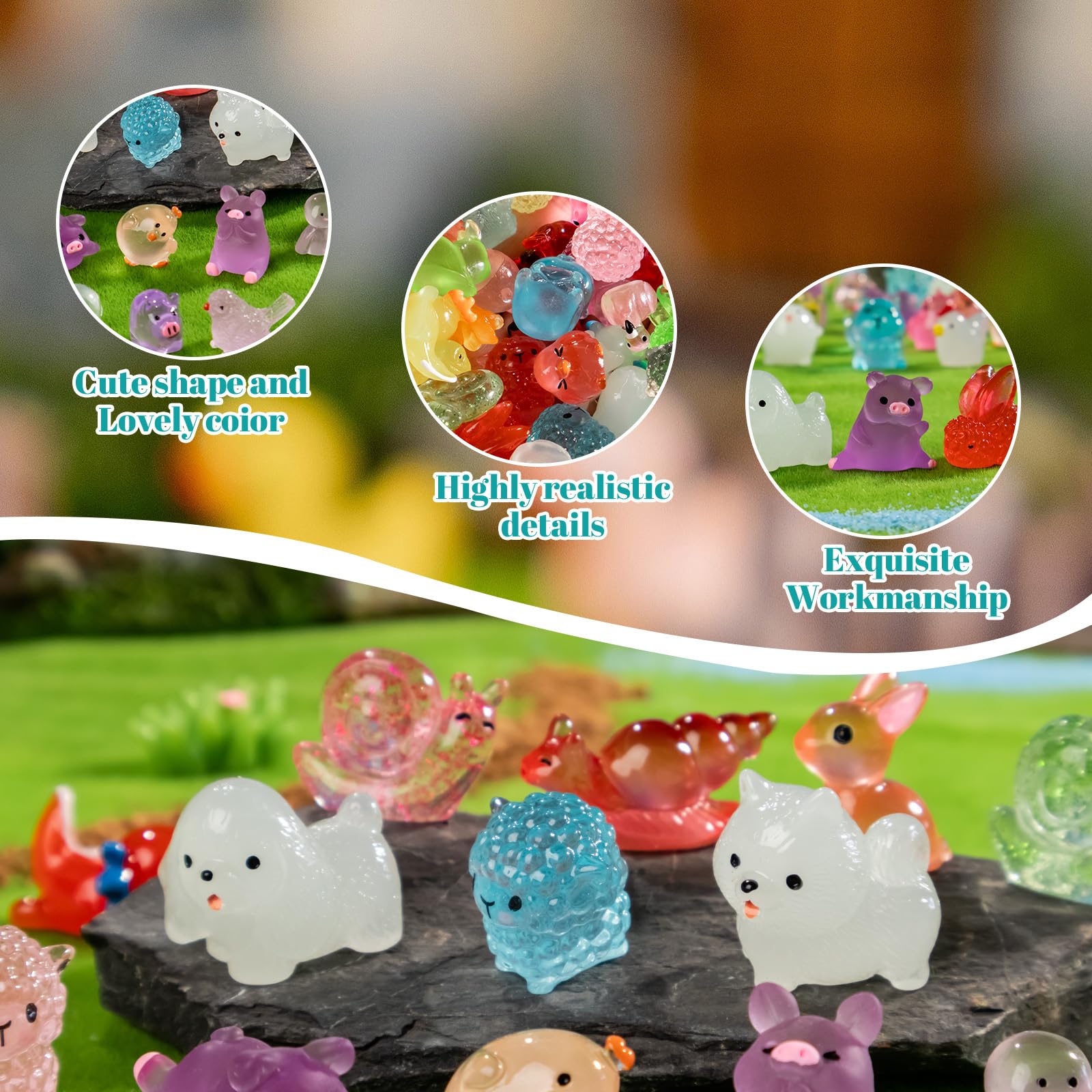 Teenzee mushrooms and crabs mini figures for playful terrarium styling.