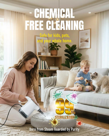 TEEVOGO chemical-free cleaning powered by high-temperature steam for families