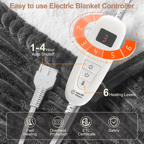 Tefici heated blanket throw with LED controller and adjustable heat.