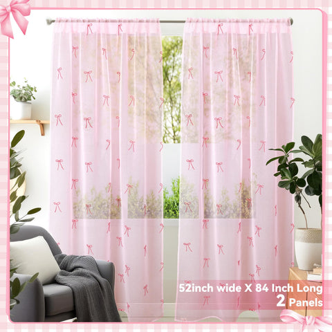 Tegeme pink bow embroidery detail adds delicate elegance to any room.