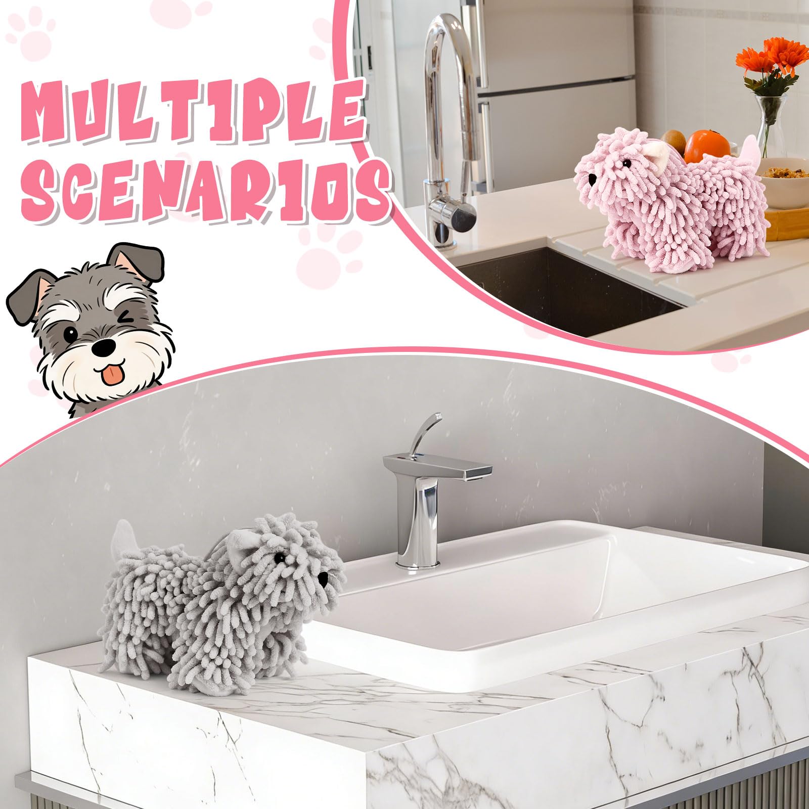 Tegeme dog towel dog-shaped-design enhances bathroom decor