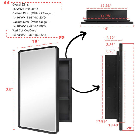 TEHOME compact footprint highlighting 16x24 inch cabinet dimensions.