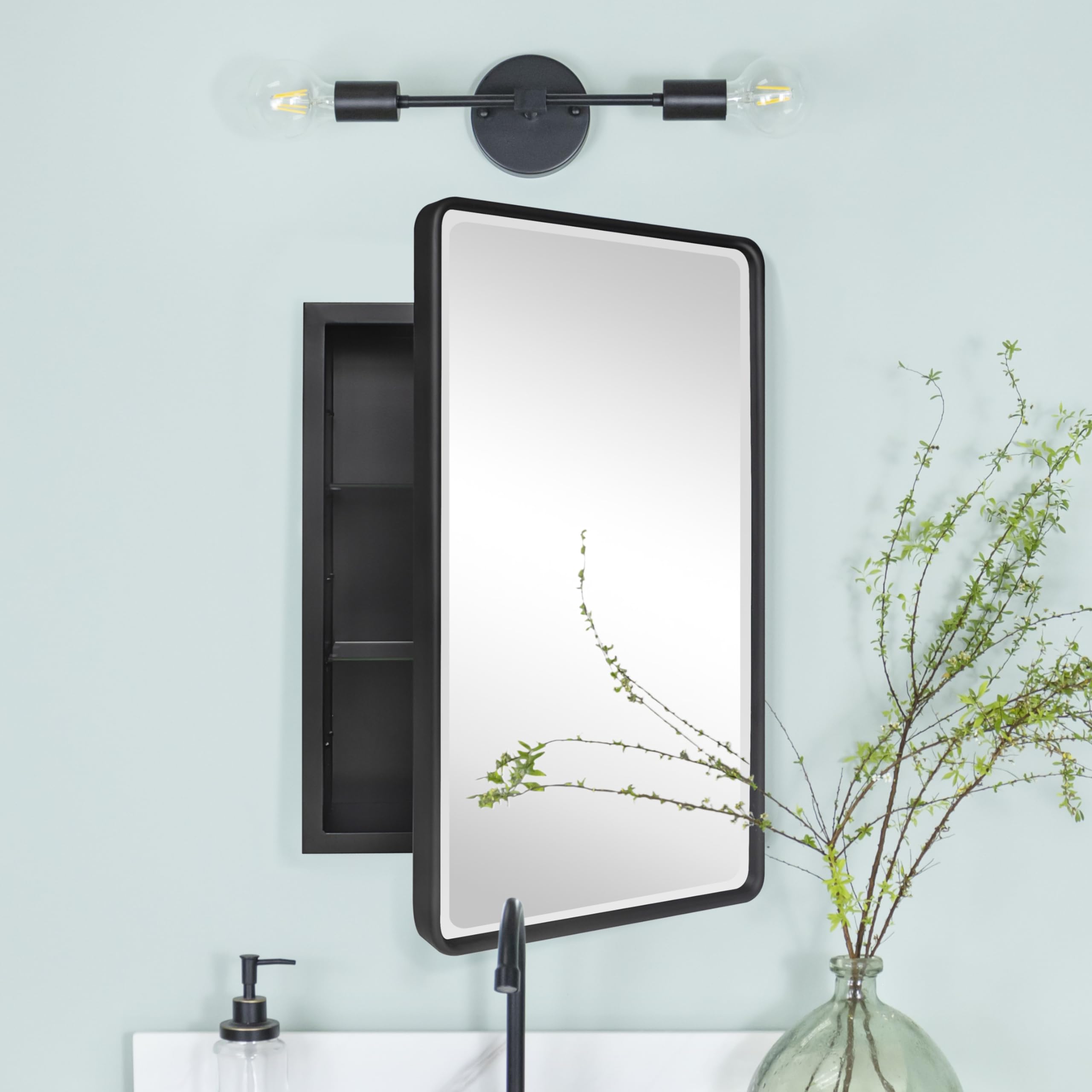 TEHOME bathroom setup showcasing organized storage and clean lines.